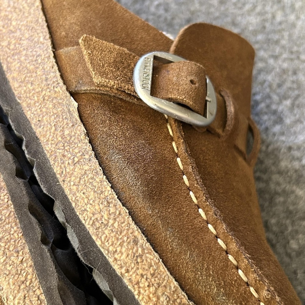 Birkenstock Shoes Womens Size 9 Brown Suede Clog Mule Slip On Buckle Comfort - Picture 14 of 14